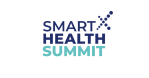 Der Schriftzug SMART X HEALTH SUMMIT in blau, mit als Kugeln stilisiertem X, auf weißem Hintergrund